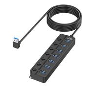 Multiports USB 2.0 Hubs with 7Slots Dedicated Switches Multiports Adapter USB Splitter for Desktop and Notebook