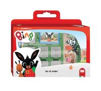 Multiprint Window Box 7 Stamps for Kids Bing, 100% Made in Italy, Personalized Stamps for Children, in Wood and Natural Rubber, Non-toxic Washable Ink, Gift Idea, art.07987