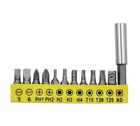 Multipurpose 12pc Screwdriver Bit Set with 55mm Extension Rod Storage Rack for Hard to Reach Areas Workshop Essential Steel Screwdriver Bit