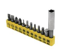 Multipurpose 12pc Screwdriver Bit Set with 55mm Extension Rod Storage Rack for Hard to Reach Areas Workshop Essential Steel Screwdriver Bit