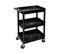Multipurpose 3 Shelf Trolley with Uprights 150kg Capacity Black