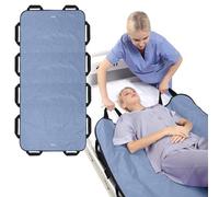 Multipurpose 72" x 40" Positioning Bed Pad with Reinforced Handles - Reusable & Washable Transfer Sheet for Turning, Lifting & Repositioning - Double-Sided Nylon Fabric, Blue Gray