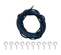 Multipurpose 8m Black Curtain Wire Rope With 10 Hooks And 10 Screw Eye For Home Decors Hanging Kits And Craft Projects