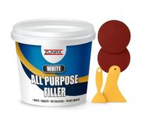 Multipurpose All-Purpose Ready Mixed Filler White 500g Tub with 2 Spreaders and 2 Sandpapers - 5pcs Filler Set - Ideal for Interior & Exterior Repairs on Walls, Ceilings, Plaster, and Various Surface