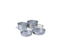 Snow Peak Aluminium Personal Cooker Set, Lightweight Aluminium alloy camping set includes two pots and to pans/lids, stackable & collapsable with mesh carry case for camping & outdoors