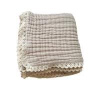 Multipurpose Baby Blanket, 6 Layers Cotton Gauze with Nice Lace Borders, Breathable, Perfect for Crib and Outdoor Activities, Soft and Comfortable, Suitable for Toddlers, Multipurpose for Indoor and