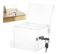 Multipurpose Ballot Box with Slot, Lockable Acrylic Donation Box with Sign Holder, Compact and Versatile Suggestion Box 6.22x5.35x8.39 Inches for Voting, Donations, and Community Feedback