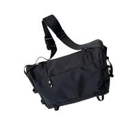 Multipurpose Black Shoulder Bag with Adjustable Strap and Multiple Pockets Street Sports Large Capacity Crossbody Bag
