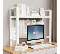 Multipurpose Bookshelf for Computer Desk, Freestanding Metal Desk Hutch, Desktop Open Bookcase, Office Shelves Storage Display Rack for Dorm, Office, Home