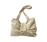 Multipurpose Bows Embellished Spacious Shoulder Bag Wear Nylon for Daily Use Women ' s Bow Nylon Handbag, White, Mass Beauty