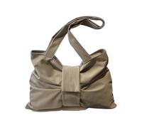 Multipurpose Bows Embellished Spacious Shoulder Bag Wear Nylon for Daily Use Women ' s Bow Nylon Handbag, Gray, Mass Beauty