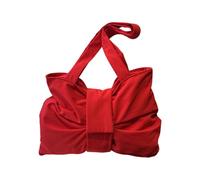 Multipurpose Bows Embellished Spacious Shoulder Bag Wear Nylon for Daily Use Women ' s Bow Nylon Handbag, Red, Mass Beauty