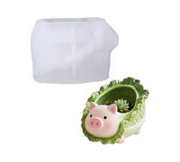 Multipurpose Cabbage Pigs Silicone Mold for Crafting Miniature Plant Pots Resin Organizers and Cement Home Decoration Silicone Pigs Planter Mold