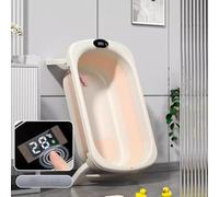Multipurpose Collapsible Pet Bath Tub with Drainage Hole - Portable Folding Bathing Tub with Temperature Sensing Shower Basin