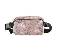 Multipurpose Crossbody Bag Waist Packs with Adjustable Strap Stylish Crossbody Passport Bag Peach Green White Floral Plants Women Men for Shopping Sports Work, Peach Green White Floral Plants, One