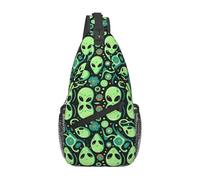 Multipurpose Crossbody Shoulder Backpack Aliens Faces Alien 90S Style Art Sling Backpack Anti Theft Shoulder Bags for Cycling Women Running