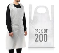 Multipurpose Disposable Aprons Roll & Flat Pack - Strong, Comfortable & Waterproof - Perfect for Catering, Hospitality, Clinics & Workplace Protect (200, White, Flat Pack)