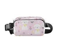 Multipurpose Fanny Pack Waist Bag with Adjustable Strap Trendy Chest Bag Belt Bag Illustration Cute Cat Peach Men Women for Travel Shopping Running, Illustration Cute Cat Peach, One Size