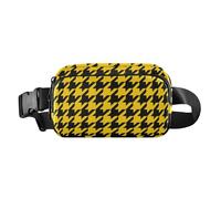 Multipurpose Fanny Waist Pack with Adjustable Strap Cute Sling Chest Bag Retro Yellow and Black Houndstooth Men Women for Travel Gym Work, Retro Yellow And Black Houndstooth, One Size