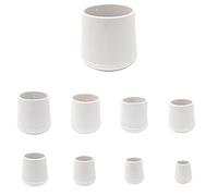 Multipurpose Feet Caps Stoppers. White Rubber Ferrules with Hard-Wearing Steel Insert - Made in Germany (White, 20mm - See Second Image Before Ordering This Size, Pack of 12)