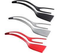 Multipurpose Flexible Silicone 2-in-1 Spatula Tong with Fork Tip- Dual Function Non-Stick Cooking Combo for Frying, Mixing, Flipping, and Serving Versatile Kitchen Heat Resistant Tool-Any Colour