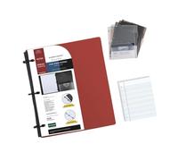 Multipurpose Foldable Binder Notebook with Refill, Red | Refill Pages, 3 Hole Designs for Diary Project Planning and Work Management, Efficient Document Organization