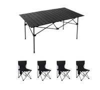 Multipurpose Folding Carbon Steel Camping Table & Chair Set - Lightweight Portable Picnic Furniture for Outdoor Adventures Tailgating & Backyard Use