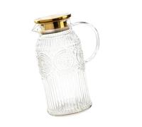 Multipurpose Glass Pitcher Cover Lid Included Sun Pattern Large Capacity Simple to Cleaning Household Essential Easy to Glass Water Pitcher with Retro Sun Pattern Lid Large Capacity