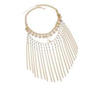 Multipurpose Golden Stone Fringe Chain Charm Can be Changed Between Necklace and Evening Wear Accessories, Party Hair Ornament
