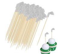 Multipurpose Golf Picks, Safe Cocktail Toppers, 4.72 Inches Skewer with Sturdy Build, Versatile Wood Cupcake Decor, Sporty Toothpick with Green Theme, Snack Garnish for Birthday & Events