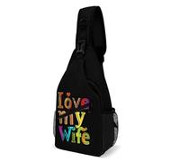 Multipurpose Gym Daypack I Love My Wife Chest Crossbody Retractable Side Pocket Sling Backpack For Business, Office, Fishing