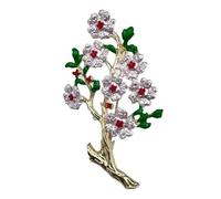 Multipurpose Hand Painted Enamel Peony Brooch Pearl Accent Vintage Flower Pin Elegant Jewelry Gift Hand Drawn Brooch for Women, フリーサイズ