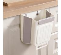 Multipurpose Hanging Collapsible Trash Can for Kitchen, Foldable Trash Bag Holder, Collapsible Waste Bin for Kitchen, Cabinet Door, Bathroom, RV, Car & Camping (Gray, Small)