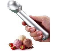 Multipurpose Heavy Duty Metal Large Ice Cream Scoop with Comfortable Handle and Ergonomic Non-Slip Grip (Short Handle-Silver)