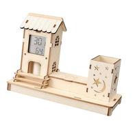 Multipurpose Kids Craft Science Project Thermometers Hygrometer Wooden Desktop Organizers for Classroom Physics Learning Kids Temperature Humidity Monitor