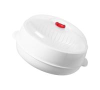 Multipurpose Microwave Food Steamer Box with Wide Brims Design Visible Lid Efficient Drainage Holes Heatproof Materials Kitchen Essential Stackable Microwave Steaming Trays