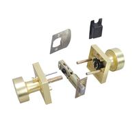 Multipurpose Nonlockable Gold Door Knobs with Satins Brass Finish for Accessible Space Daily Casual Use Interior Door Handles