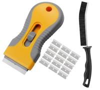 Multipurpose Oven & Hob Cleaning Tool + 20 replacement | Non-Scratch Oven & Hob Cleaner Tool | Ideal for Baked-on Food, Stickers, Adhesive, Labels, Decals, Paint Removal & Glass Use with Crevice Brush