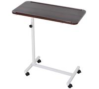 HOMCOM Portable Overbed/Chair Table Sofa Side Notebook Laptop Desk PC Stand Height Adjustable w/ Lockable 4 Castors & Wooden Top - Brown Aosom UK
