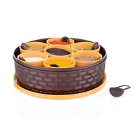 Multipurpose Plastic Masala Box for Kitchen Royal, Spice Boxes for Kitchen, Rangoli/Spice/Masala Dabba Container 7 Compartments with 7 Spoons (Round)