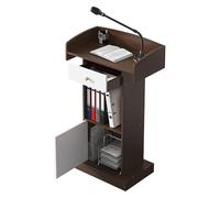 Multipurpose Podium Stand with Storage, Elegant Brown Lectern for Weddings, Offices, Schools & Conferences - 60x42x124cm, Perfect for Presentations