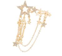 Multipurpose Polished Star Shaped Brooch With Elegant Rhinestones And Movable Chain Detailing Daily Use Casual Wear Rhinestones Star Brooch