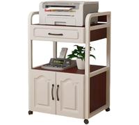 MultiPurpose Printer Stand with Locking Casters Wood Printer Shelf with Drawers & File Cabinet Rolling Printer Table for Home OfficeWhite/RedBrown 89cm/35in