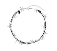Multipurpose Punk Thorns Choker Necklace and Set Accessory for Unisex with Adjustable Length and Silver Finish Fashion Accessory