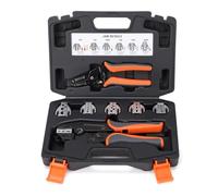 Multipurpose Ratchets Crimper Crimping Tool Set with Interchangeable Dies for Heat Shrink Butt Splices and Cable Lugs Ratcheting Crimper Set