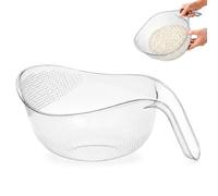 Multipurpose Rice Strainer with Handle, Rice Washing Bowl and Rice Rinser Strainer, Drain Rice Washer for Grains, Fruits, Vegetables (White)