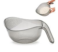 Multipurpose Rice Strainer with Handle, Rice Washing Bowl and Rice Rinser Strainer, Drain Rice Washer for Grains, Fruits, Vegetables (Gray)