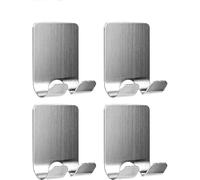 Multipurpose Self-Adhesive Hooks Stainless Steel Wall for Plugs Keys Kitchen Utensils Towels Clothes Hats Easy to Install Powerful Adhesive Bathroom