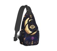 Multipurpose Shoulder Crossbody Bag Geometric Symbol Purple Space Galaxy Stars Mystic Sun Moon Sling Backpack Anti Theft Rucksack for Travel Hiking Outdoor