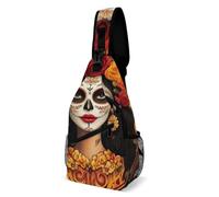Multipurpose Shoulder Crossbody Bag Mexican Sugar Skull Flower Women Day Of The Dead Art Rucksack Anti Theft,Casual Backpacks for Running Cycling Hiking